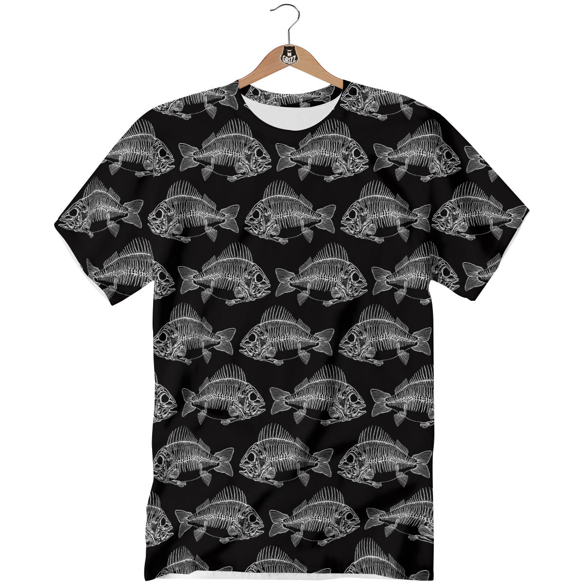 Fish Skeleton Print Pattern T-Shirt-grizzshop
