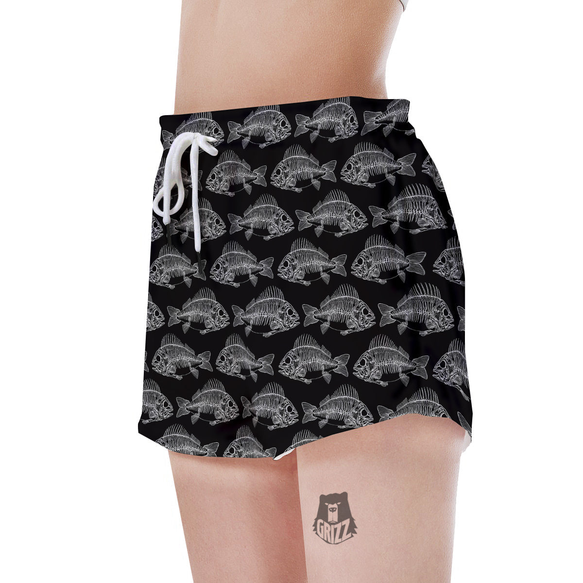 Fish Skeleton Print Pattern Women's Shorts-grizzshop