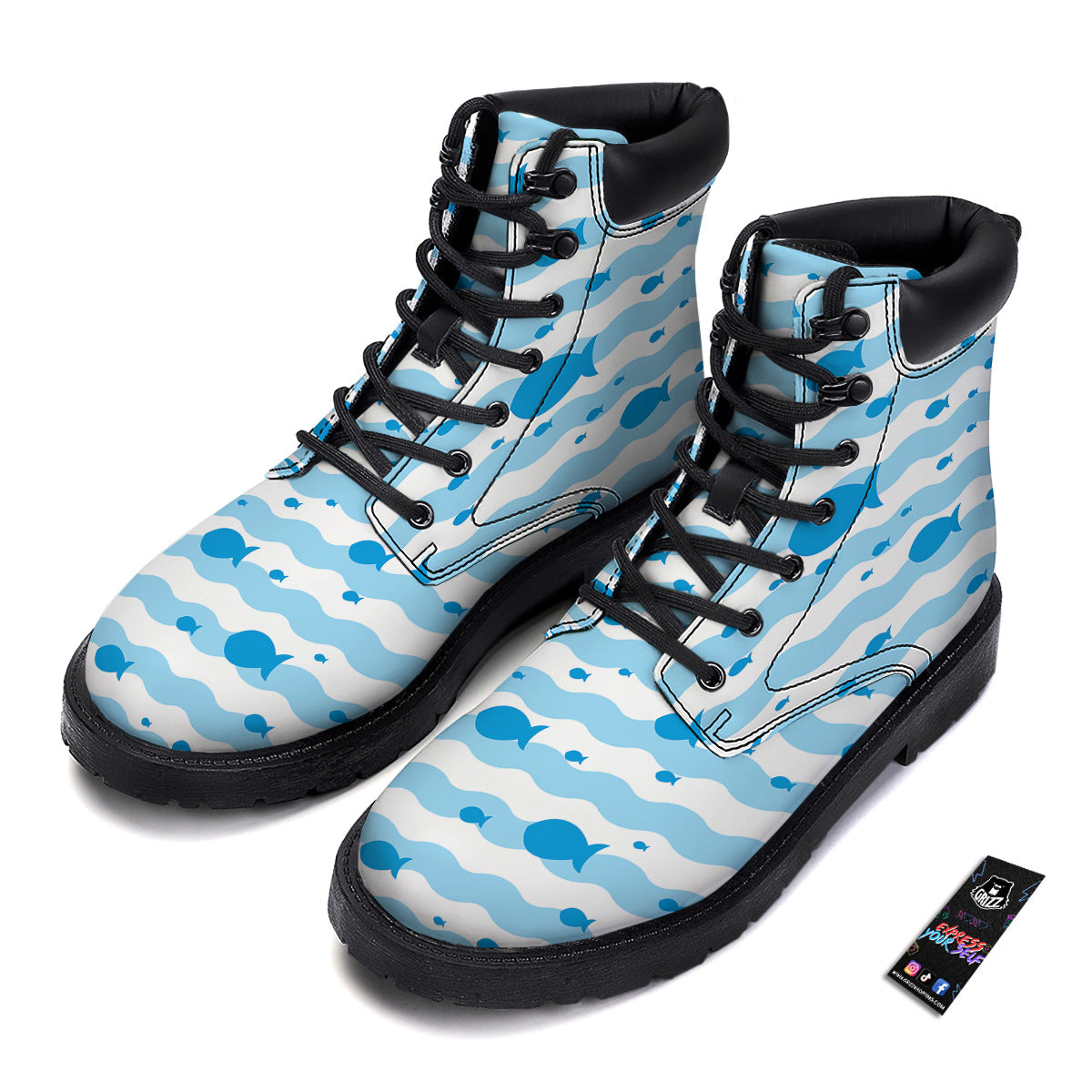 Fish Swimming In Blue Sea Print Pattern Boots-grizzshop