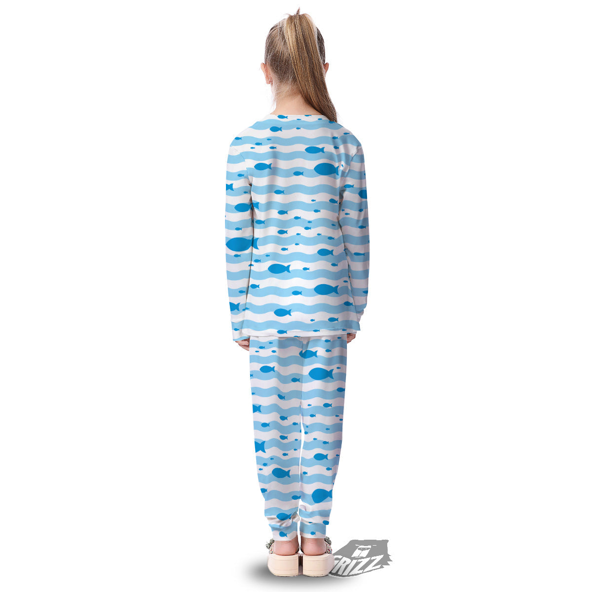 Fish Swimming In Blue Sea Print Pattern Kid's Pajamas-grizzshop