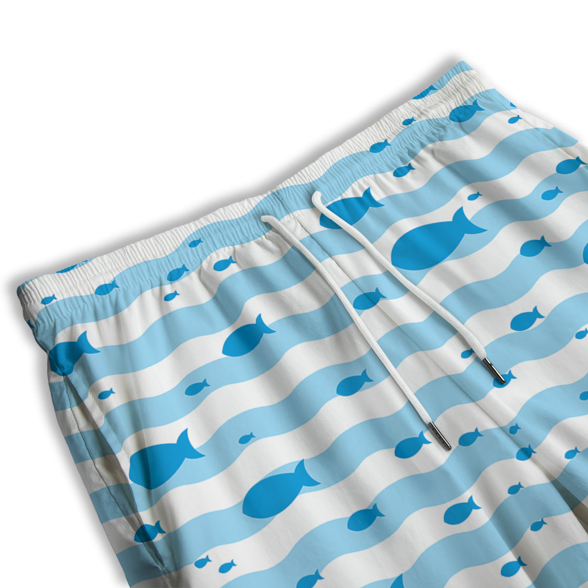 Fish Swimming In Blue Sea Print Pattern Men's Athletic Shorts