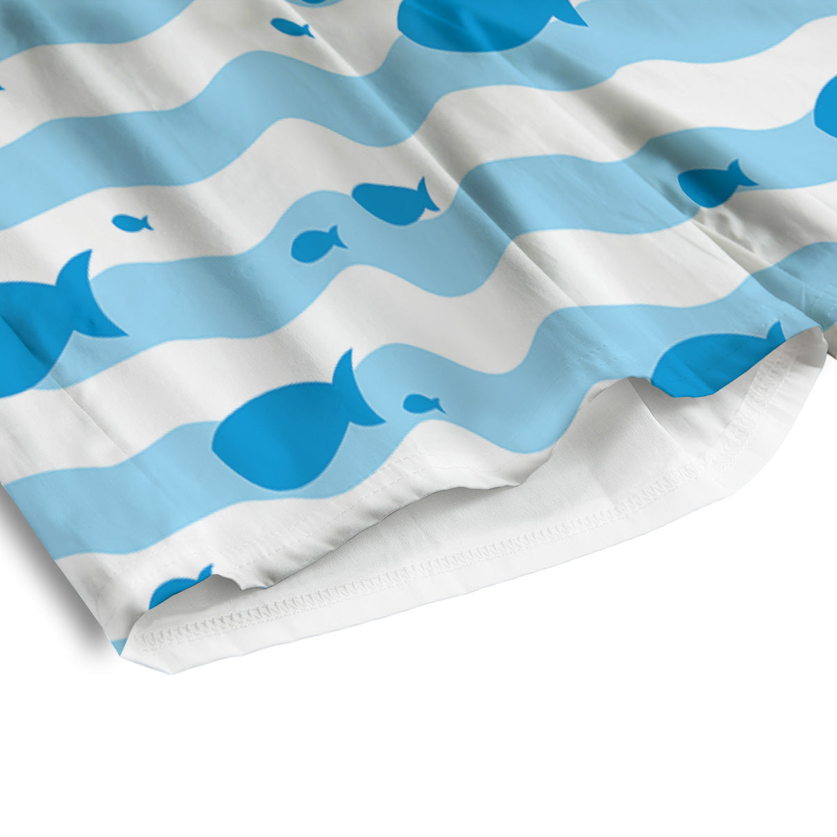 Fish Swimming In Blue Sea Print Pattern Men's Athletic Shorts
