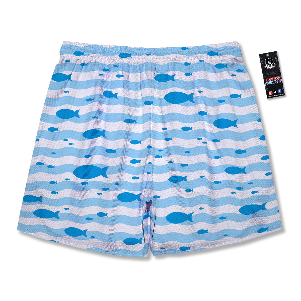 Fish Swimming In Blue Sea Print Pattern Men's Running Shorts-grizzshop