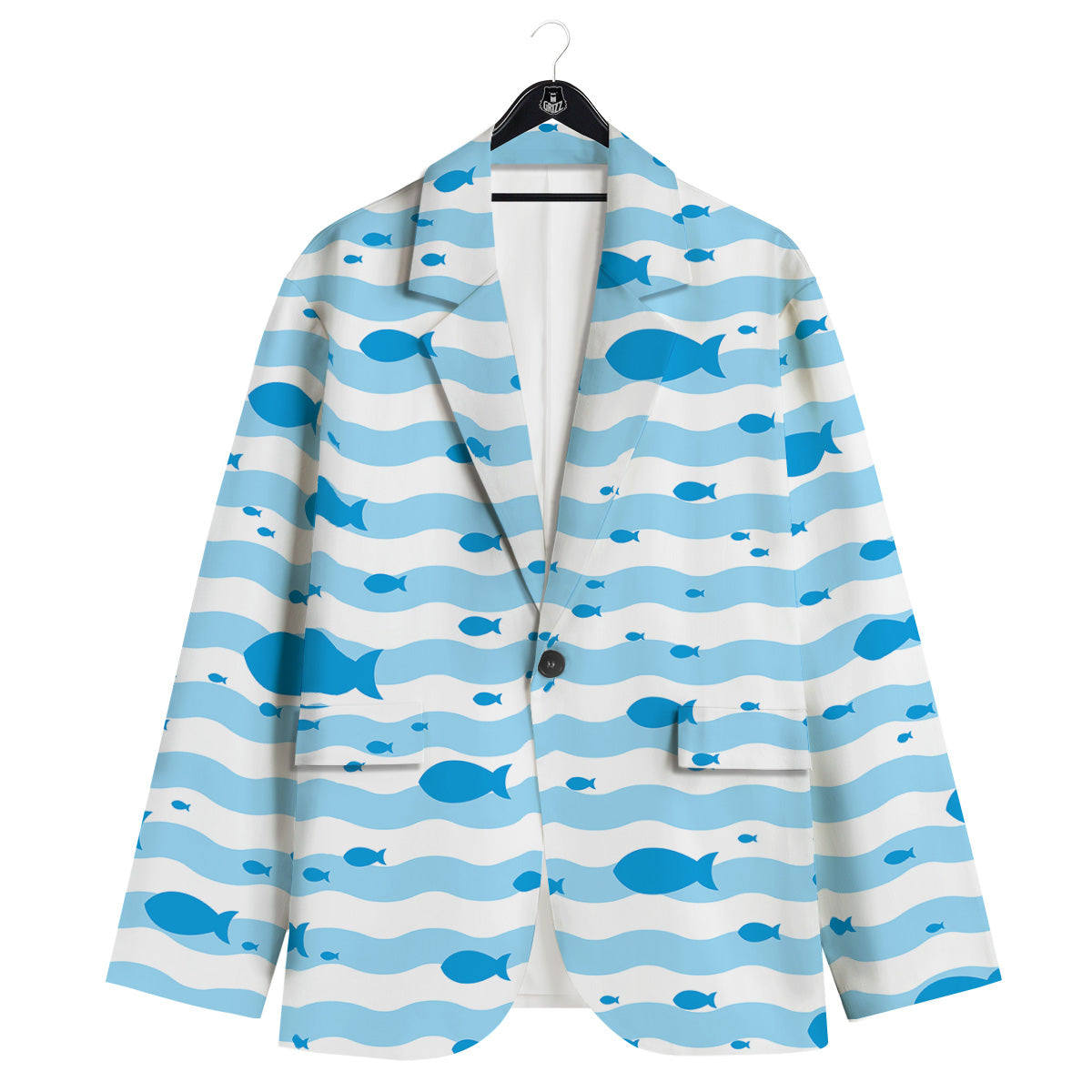 Fish Swimming In Blue Sea Print Pattern Men's Sport Coat-grizzshop