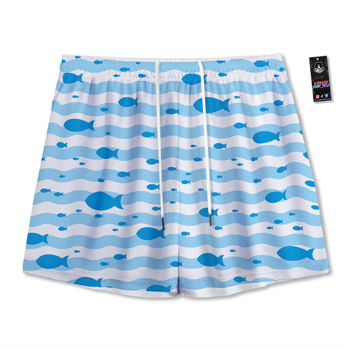 Houndstooth Green Print Pattern Mesh Shorts