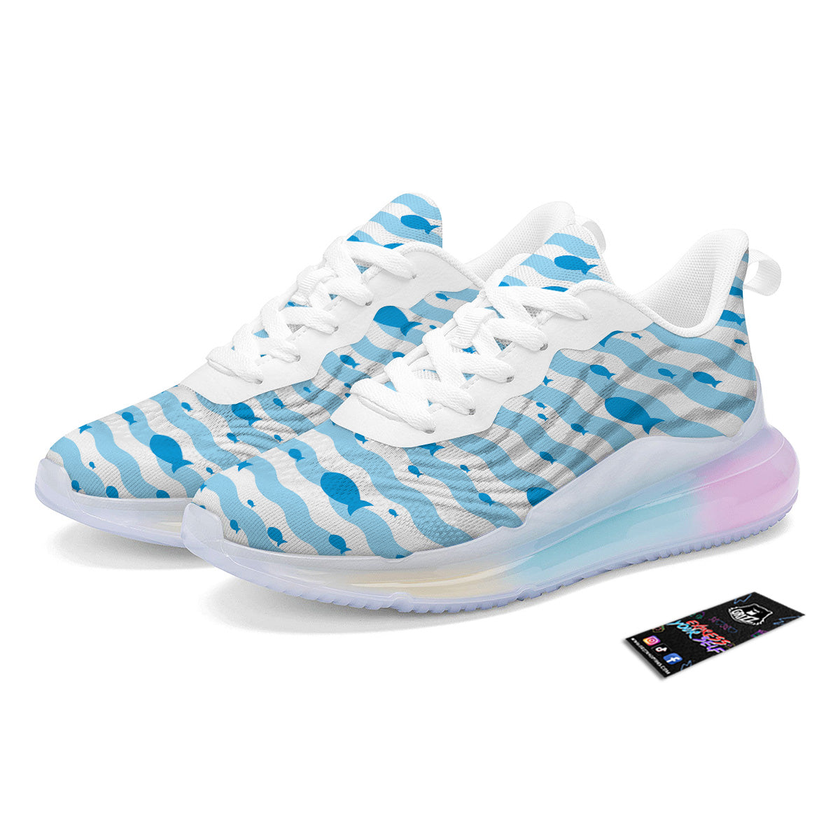 Fish Swimming In Blue Sea Print Pattern Running Sneakers-grizzshop