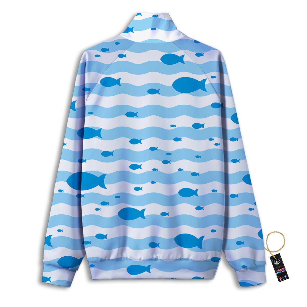 Fish Swimming In Blue Sea Print Pattern Track Jacket-grizzshop
