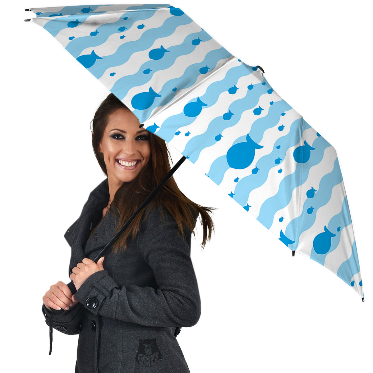 Fish Swimming In Blue Sea Print Pattern Umbrella-grizzshop