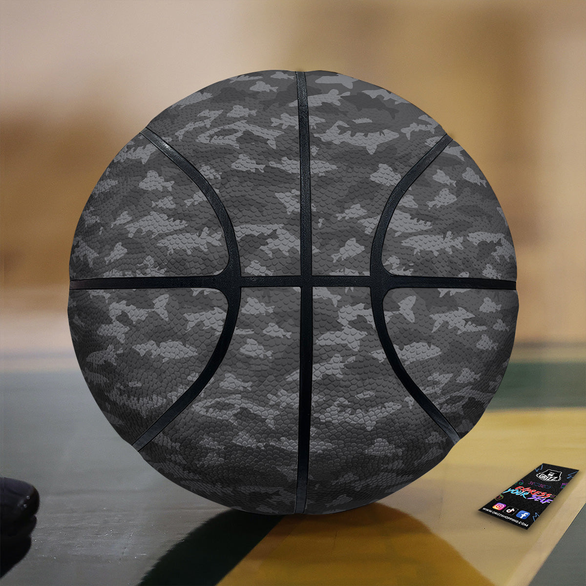 Fish Camouflage Grey Print Pattern Basketball