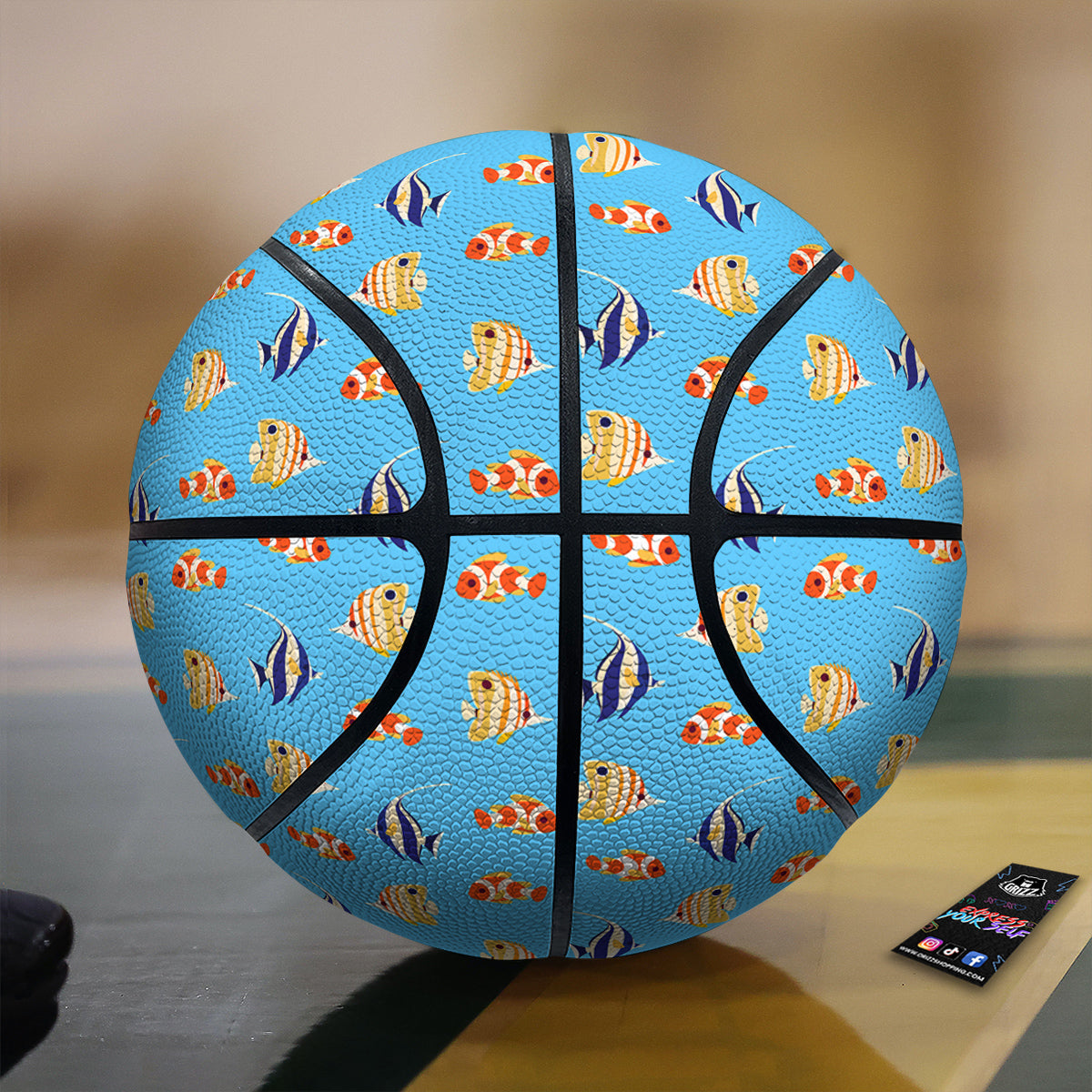 Flower And Lemon Print Pattern Basketball