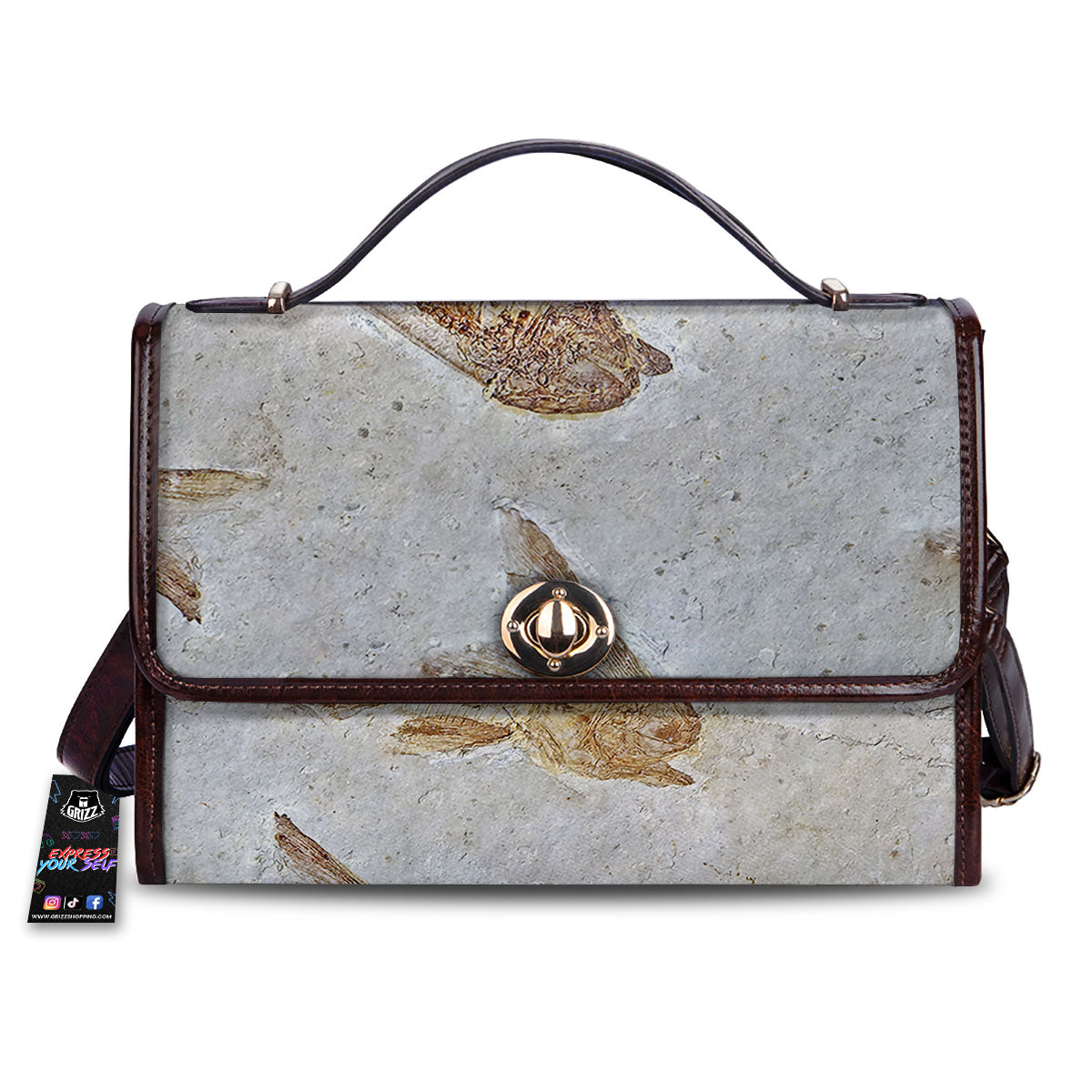 Fish Fossil Lycoptera Print Women's Satchel Bag