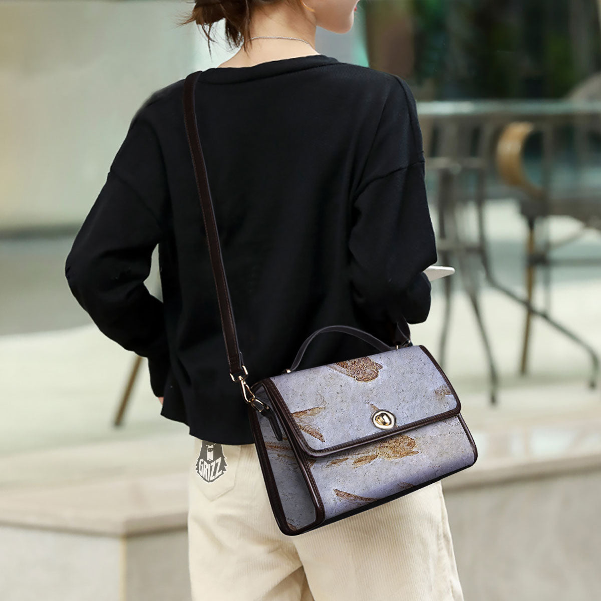 Fish Fossil Lycoptera Print Women's Satchel Bag