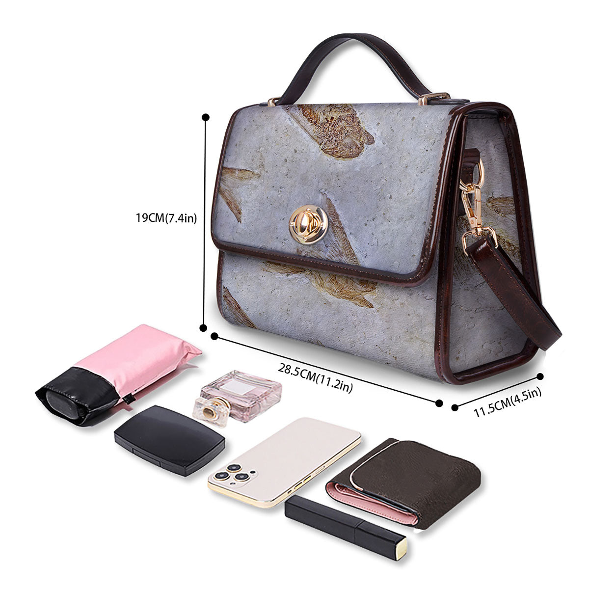Fish Fossil Lycoptera Print Women's Satchel Bag