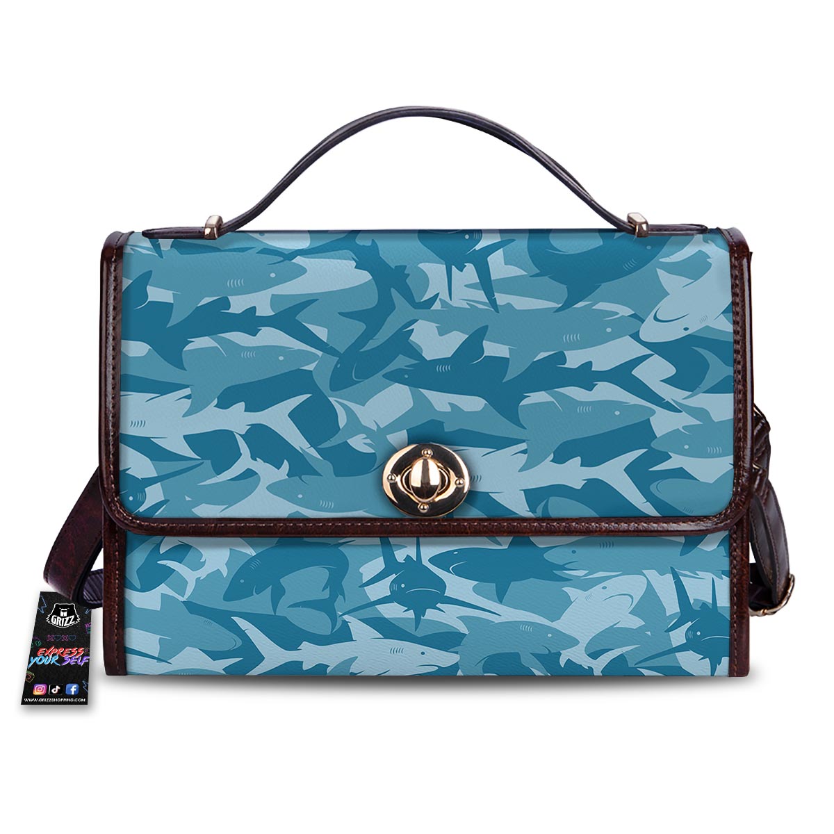 Fish Shark Print Pattern Women's Satchel Bag