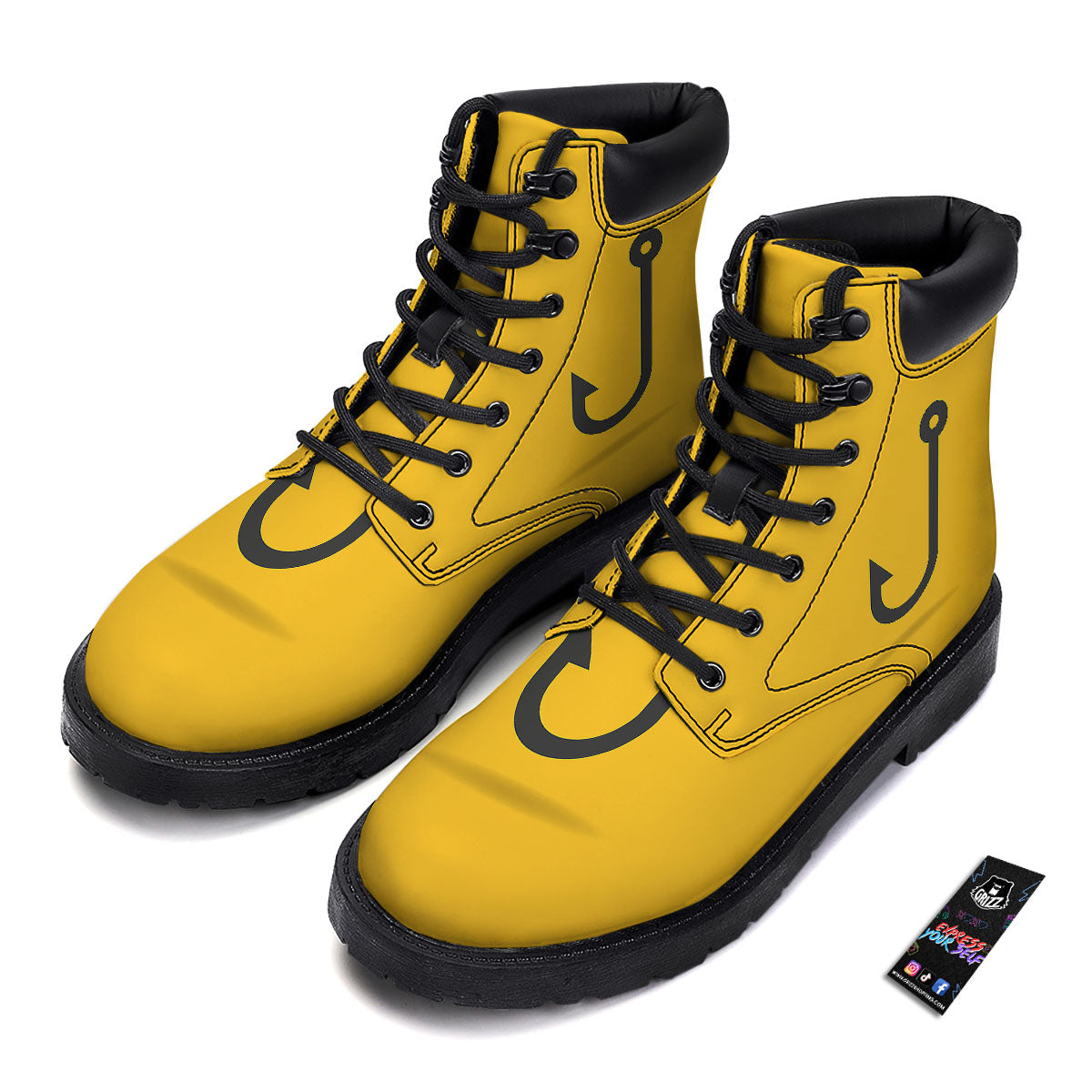 Fishing Hooks Print Boots-grizzshop