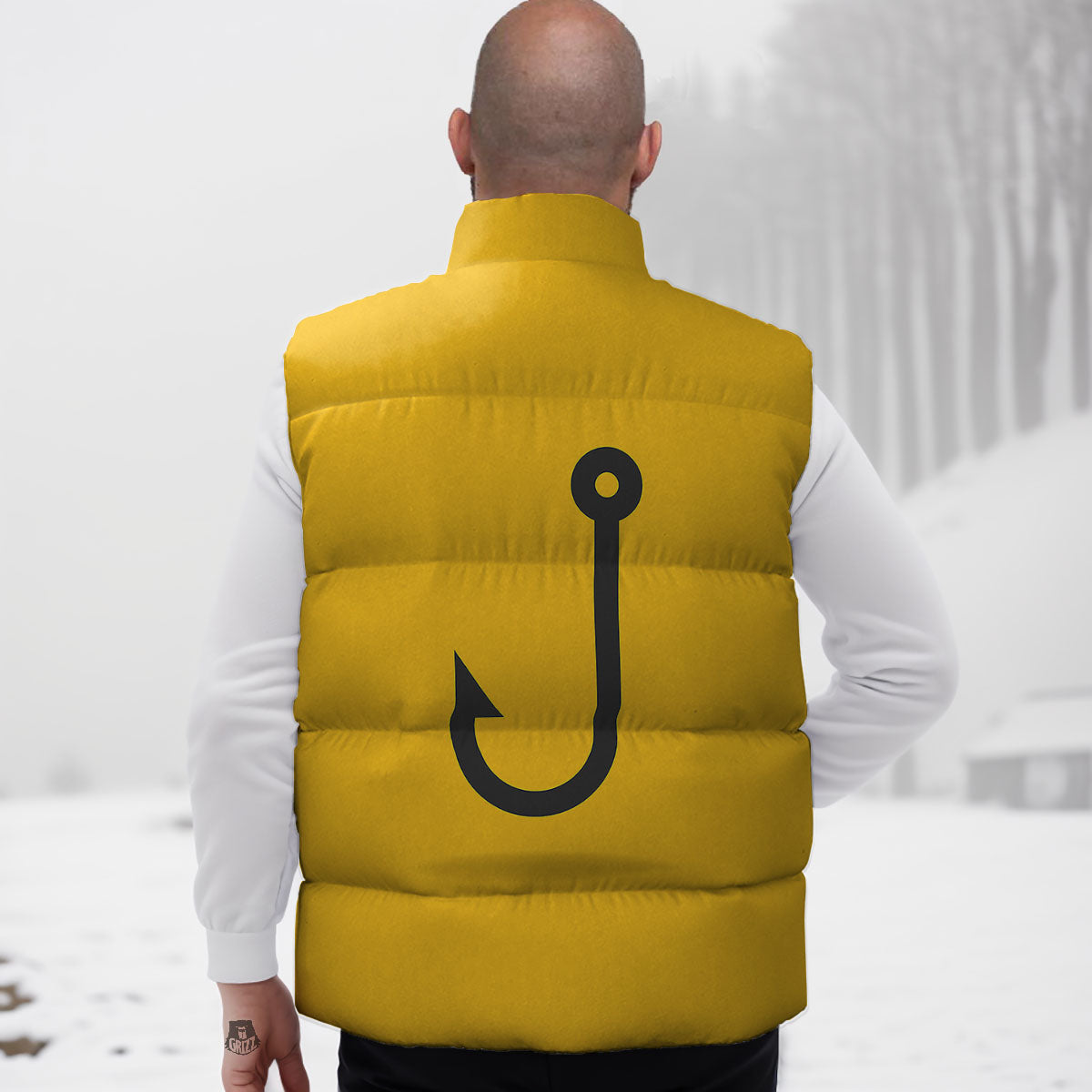 Fishing Hooks Print Down Vest