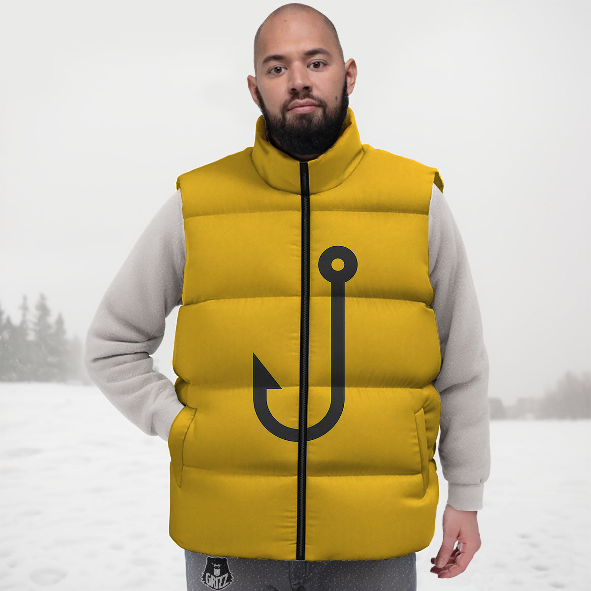 Fishing Hooks Print Down Vest
