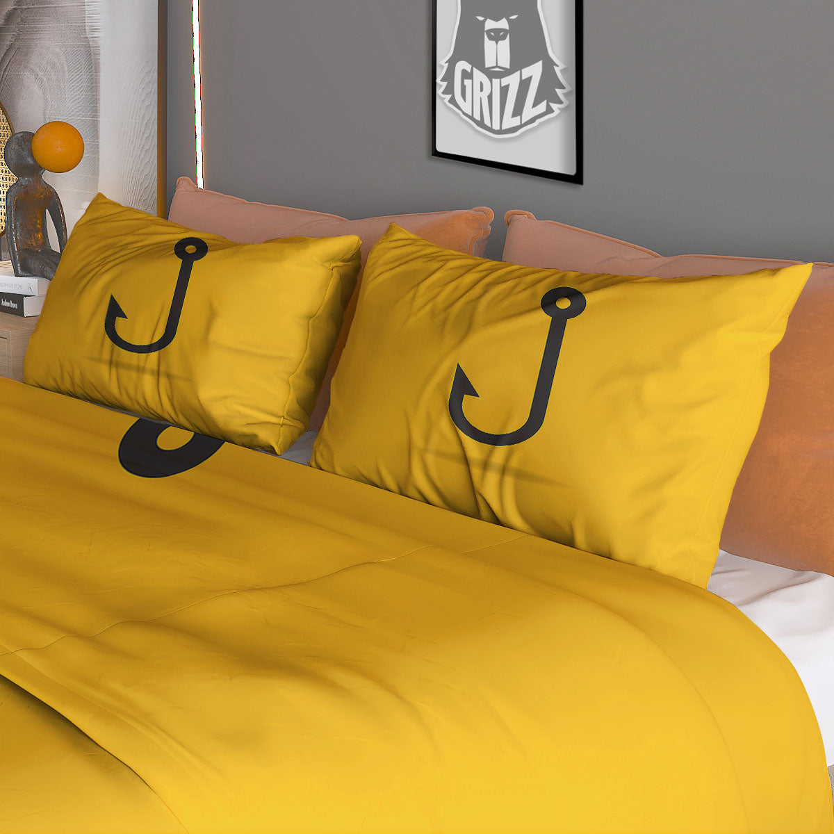 Fishing Hooks Print Duvet Cover Bedding Set