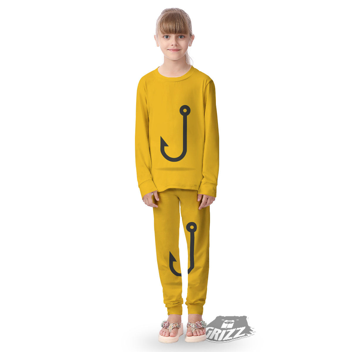 Fishing Hooks Print Kid's Pajamas-grizzshop
