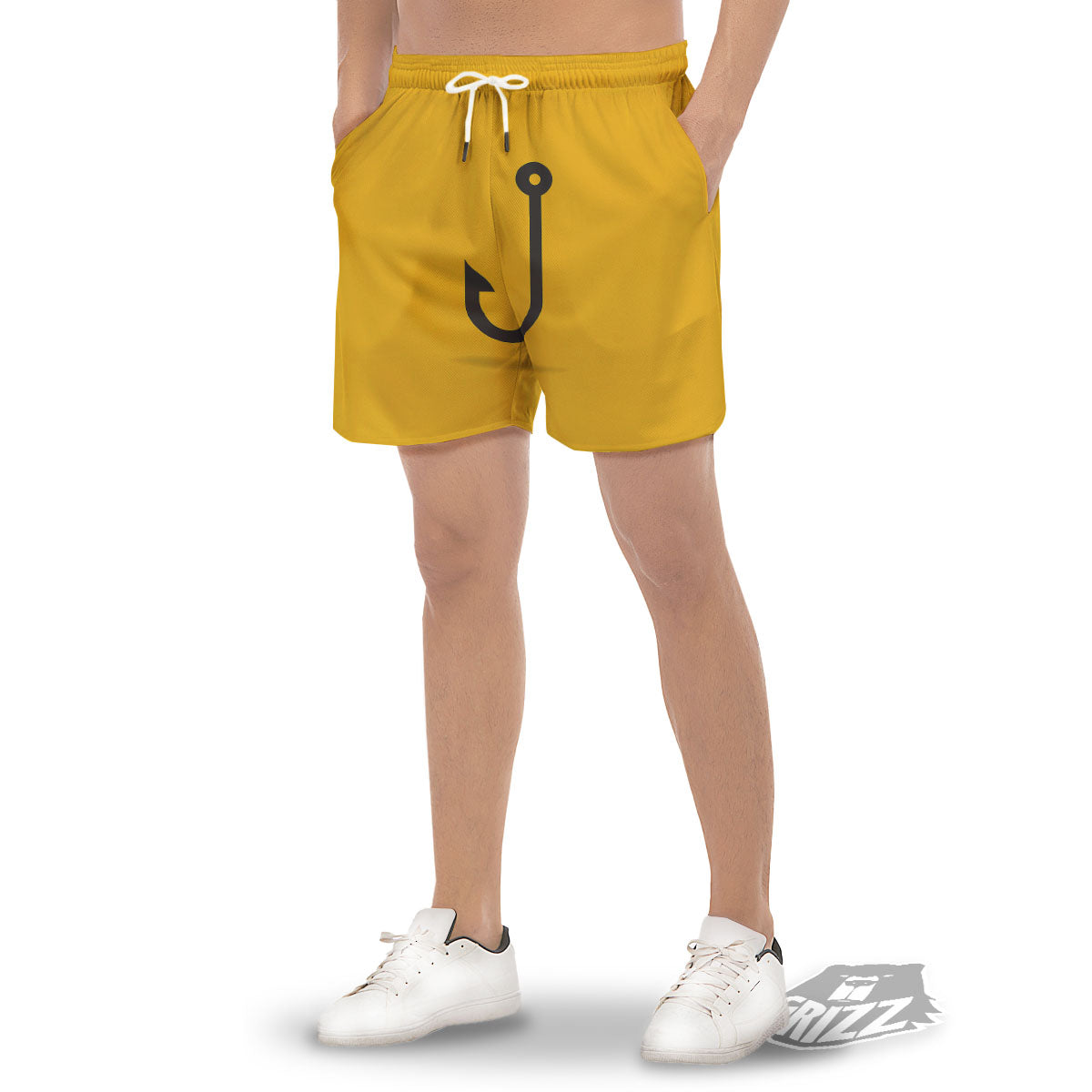 Fishing Hooks Print Men's Gym Shorts-grizzshop