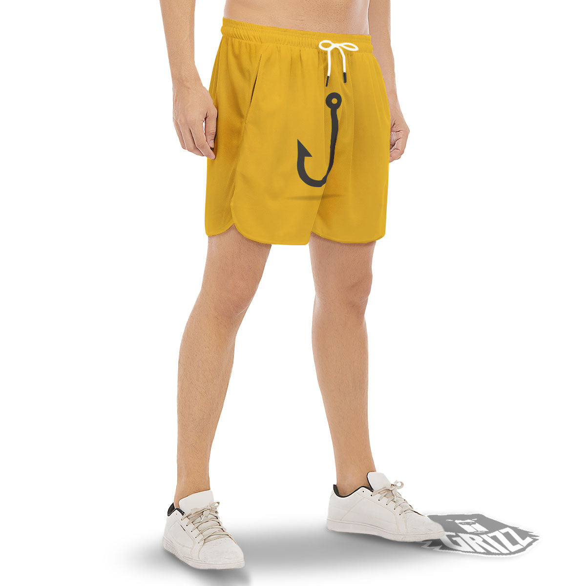 Fishing Hooks Print Men's Gym Shorts-grizzshop