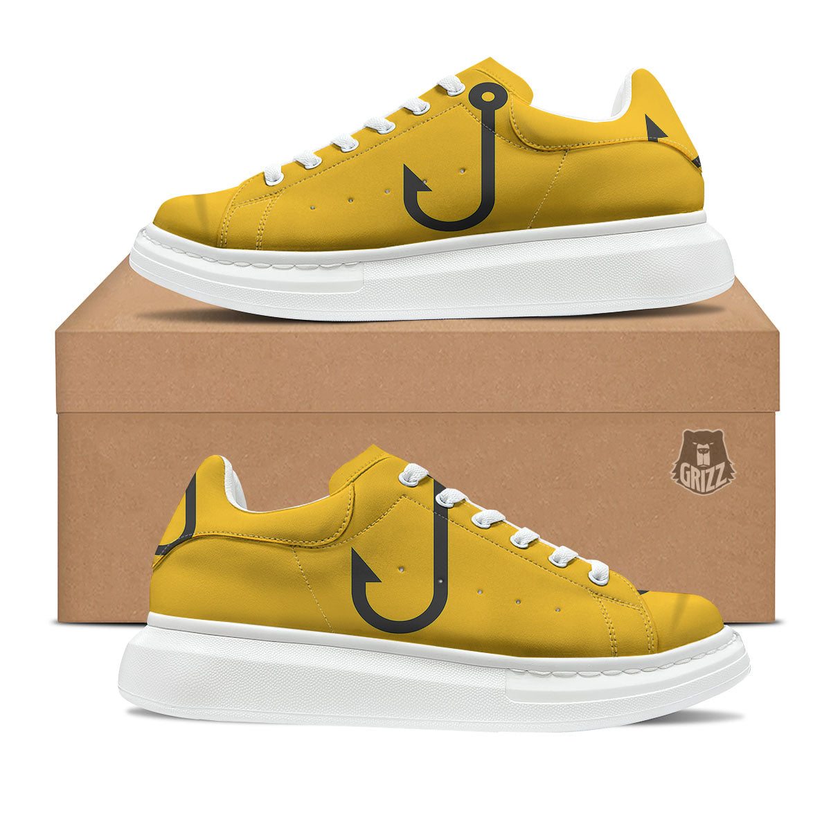 Fishing Hooks Print Platform Shoes-grizzshop