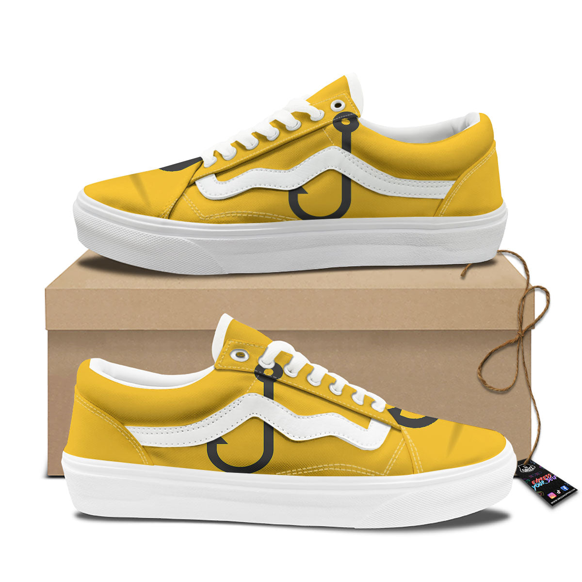 Fishing Hooks Print Skate Shoes-grizzshop