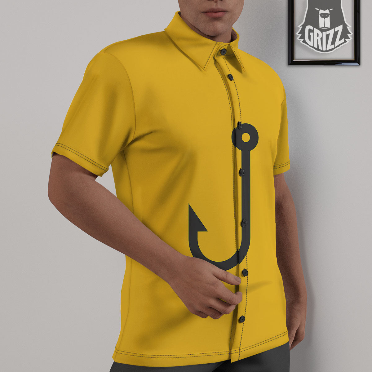 Fishing Hooks Print Untucked Shirts-grizzshop
