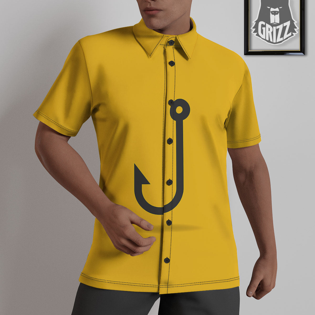 Fishing Hooks Print Untucked Shirts-grizzshop