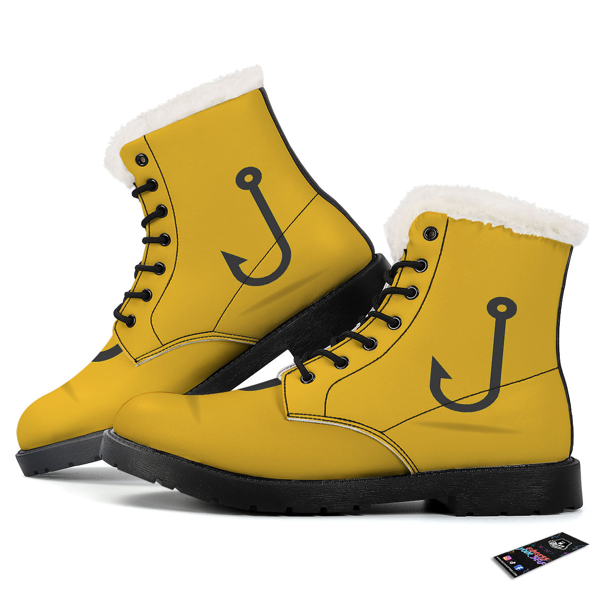 Fishing Hooks Print Winter Boots-grizzshop