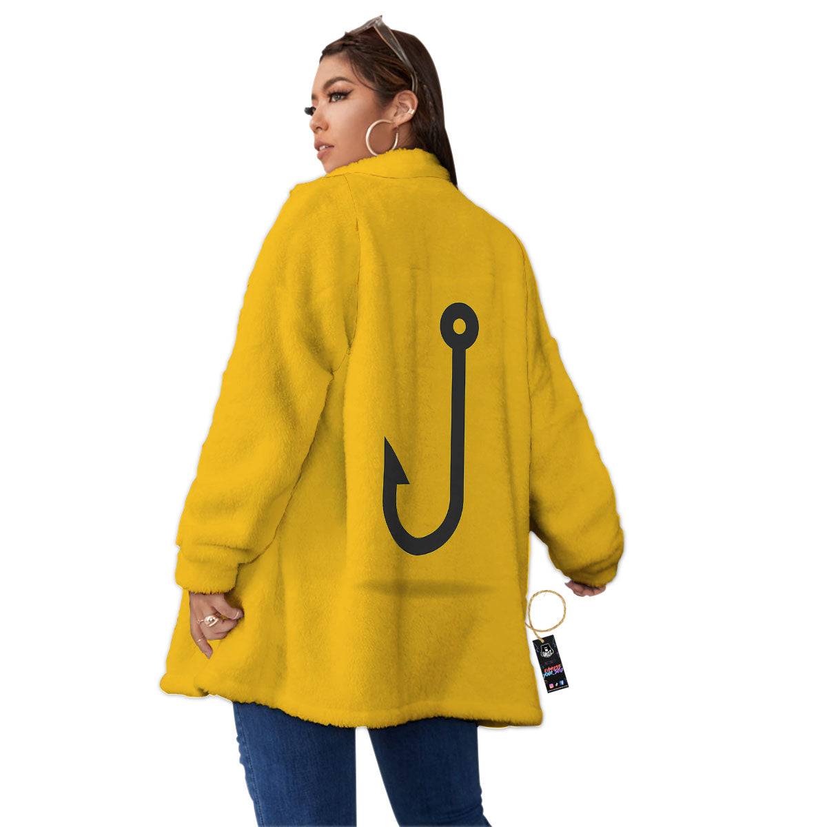 Fishing Hooks Print Women's Sherpa Jacket-grizzshop
