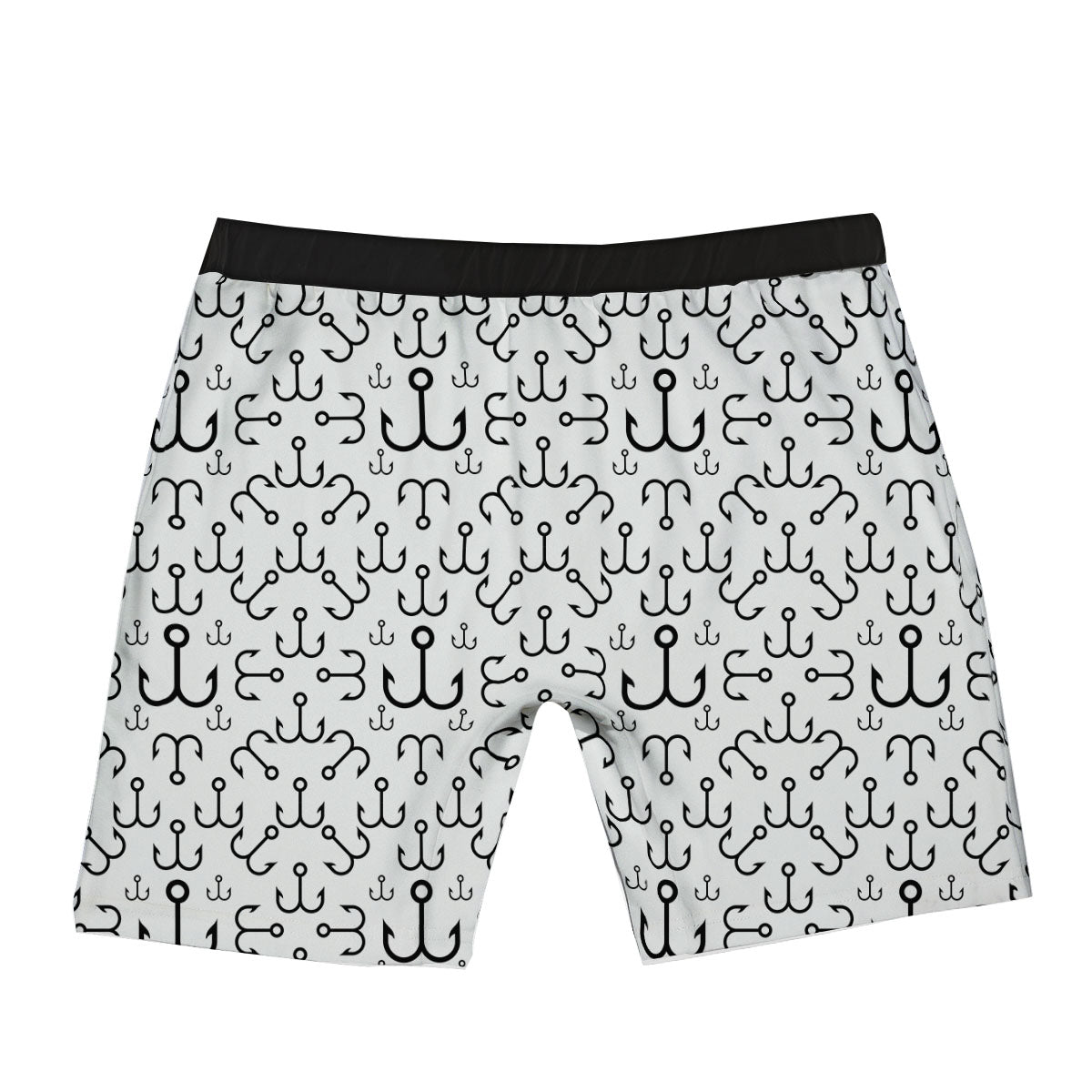 Fishing Hooks White And Black Print Boxer Briefs-grizzshop