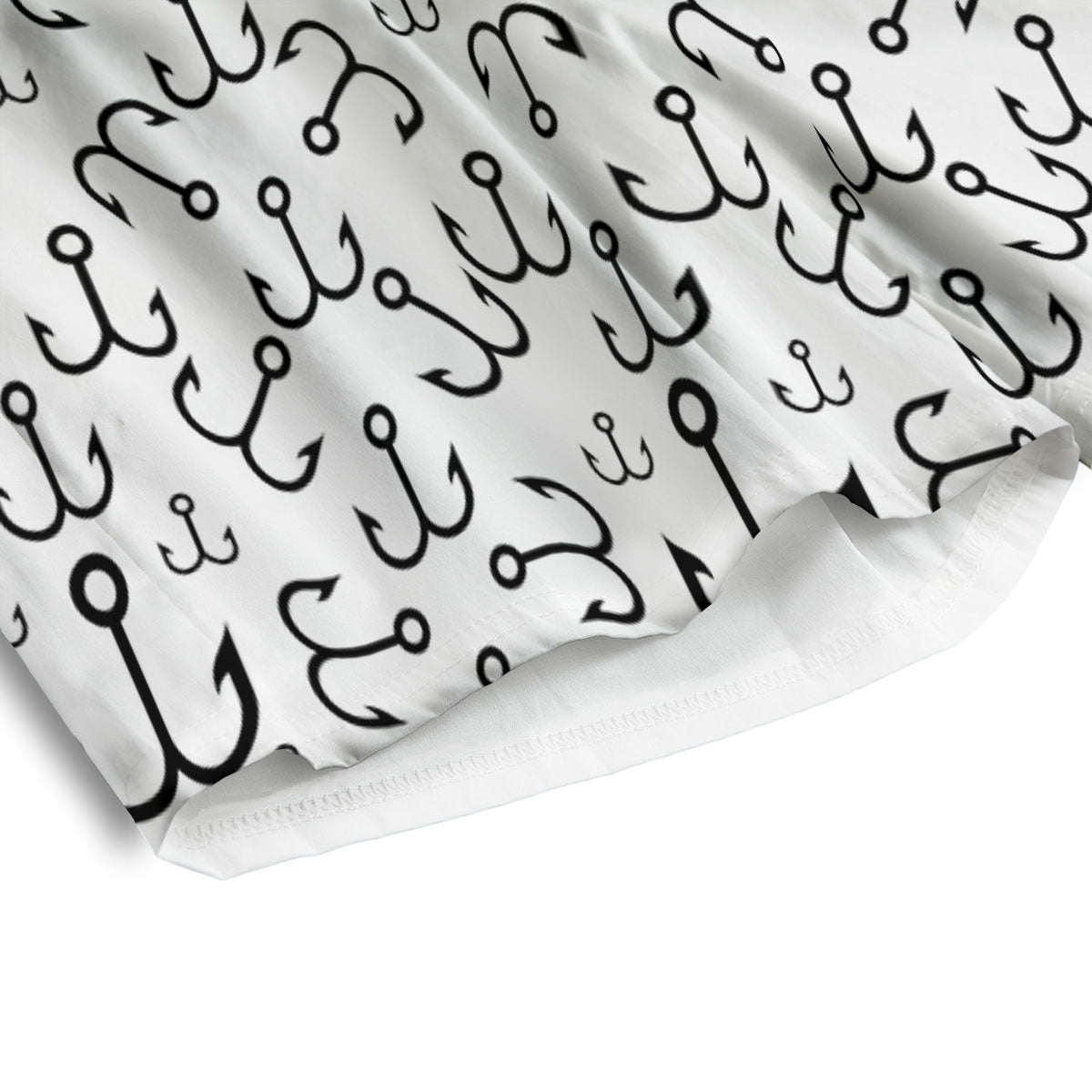 Fishing Hooks White And Black Print Men's Athletic Shorts