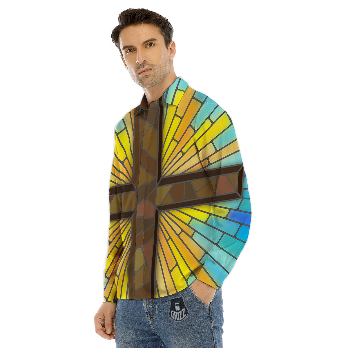 Fishing Hooks White And Black Print Men's Dress Shirts-grizzshop