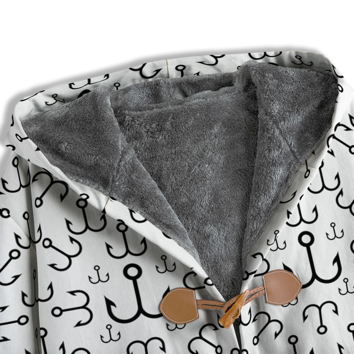 Fishing Hooks White And Black Print Men's Windbreaker Jacket-grizzshop