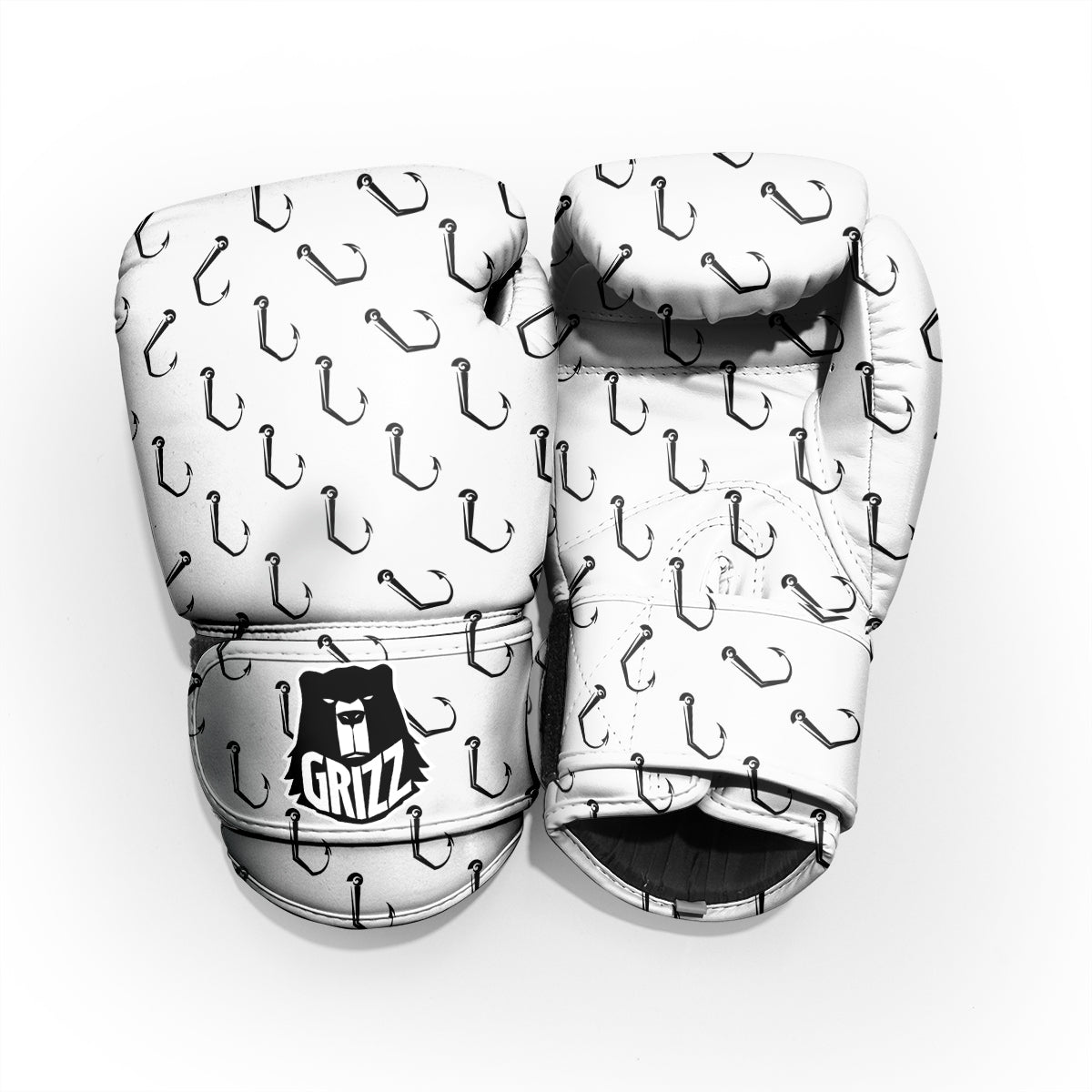 Fishing Hooks White And Black Print Pattern Pro Boxing Glove