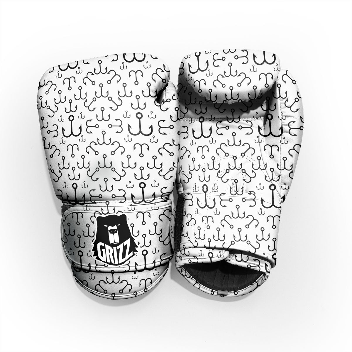 Fishing Hooks White And Black Print Pro Boxing Glove