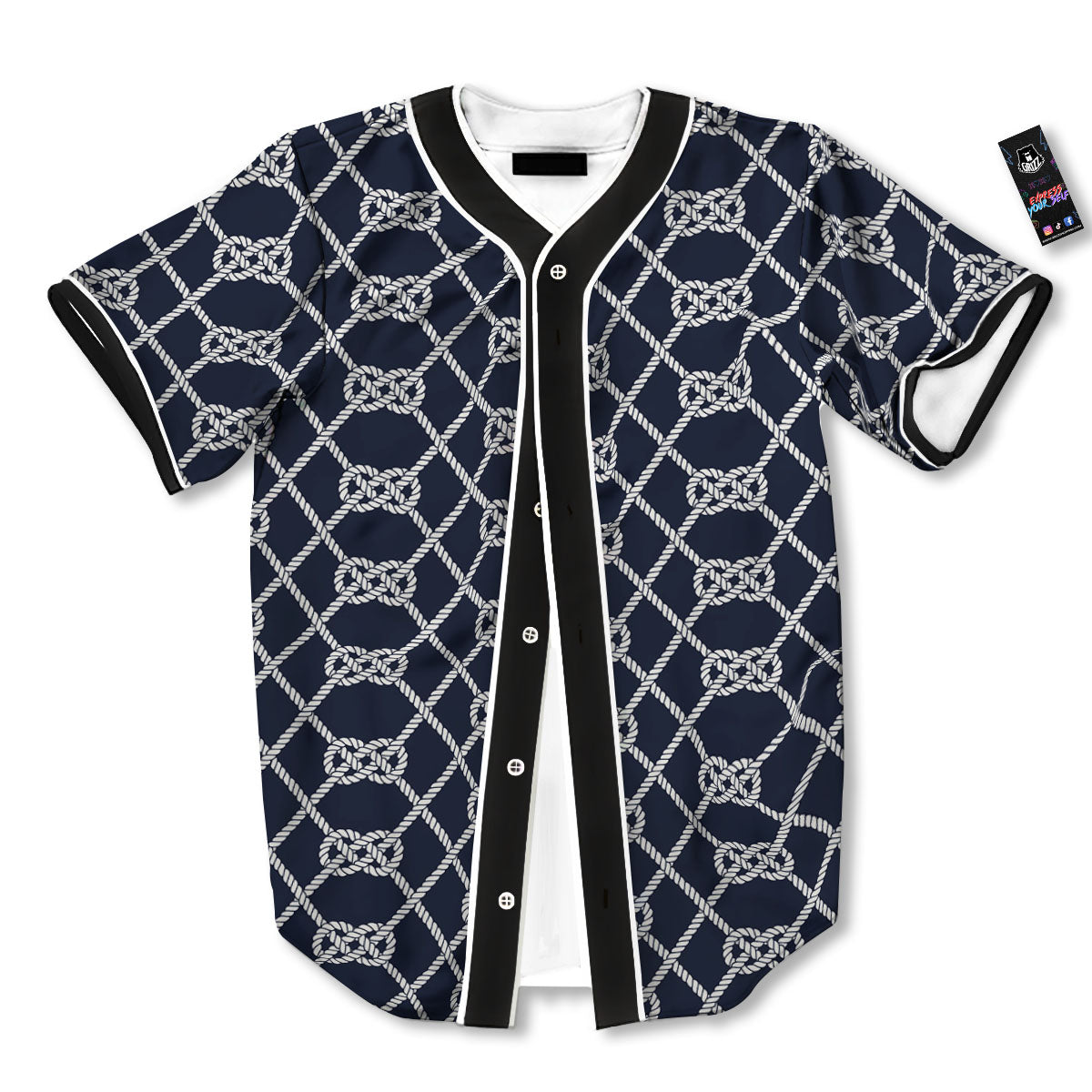 Fishing Knots Rope Print Pattern Baseball Jersey-grizzshop
