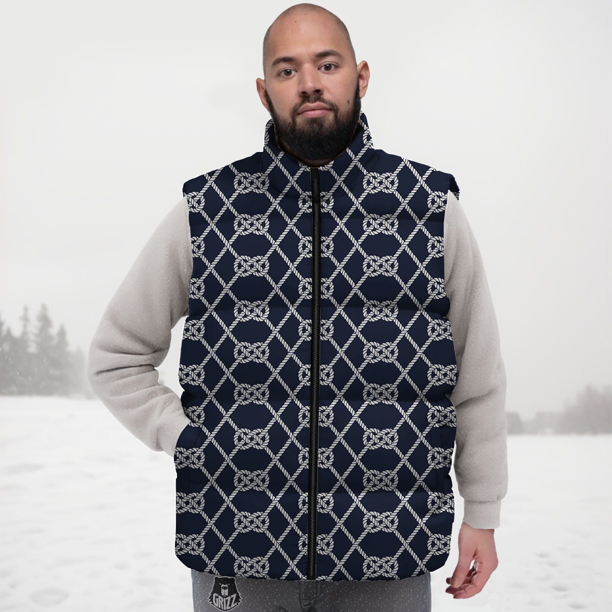 Fishing Knots Rope Print Pattern Down Vest