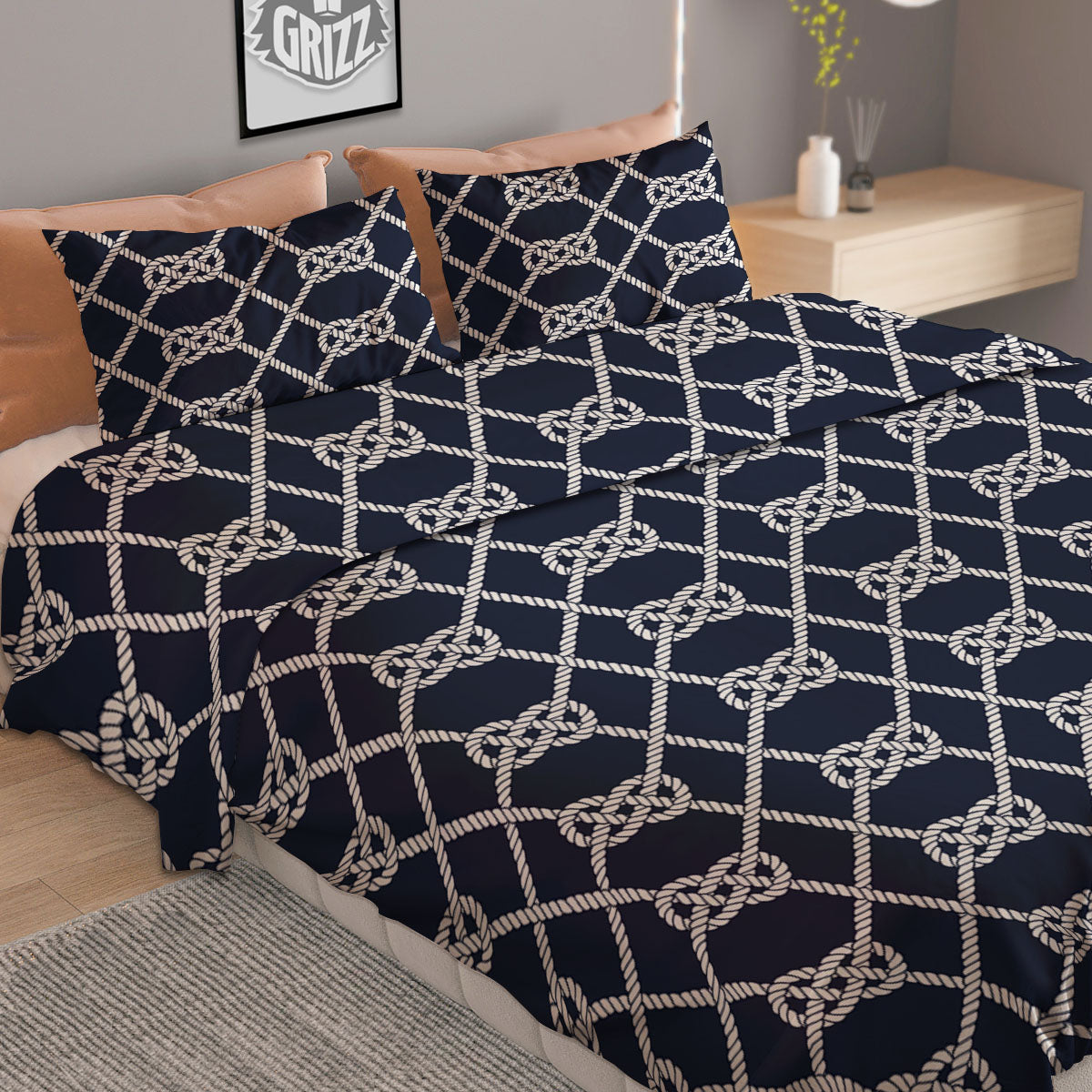 Fishing Knots Rope Print Pattern Duvet Cover Bedding Set