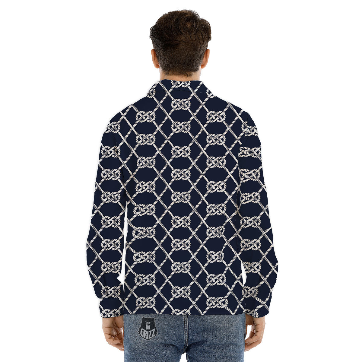 Fishing Knots Rope Print Pattern Men's Dress Shirts-grizzshop