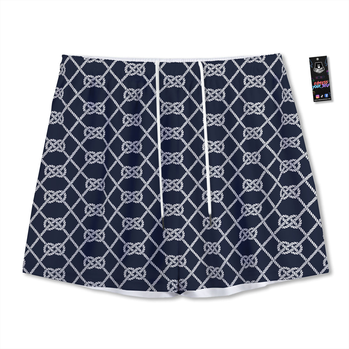 Fishing Knots Rope Print Pattern Mesh Shorts