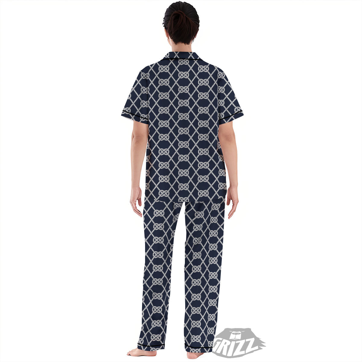 Fishing Knots Rope Print Pattern Women's Pajamas Set-grizzshop