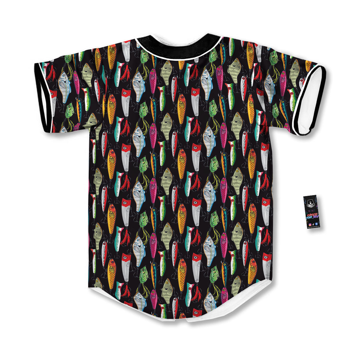 Fishing Print Pattern Baseball Jersey-grizzshop