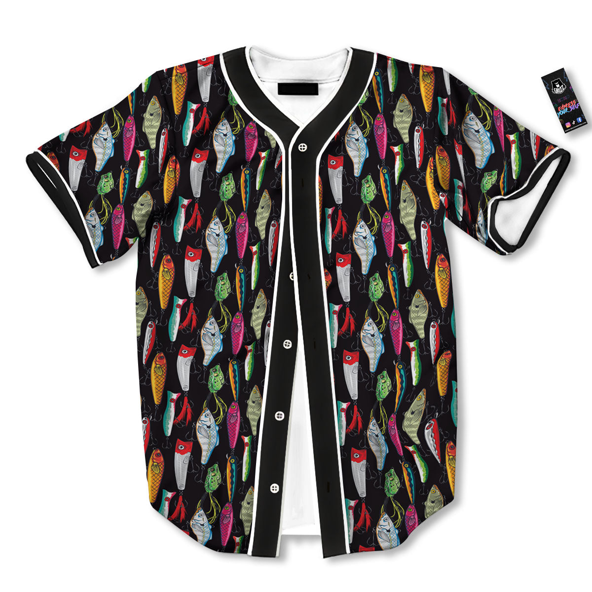 Fishing Print Pattern Baseball Jersey-grizzshop