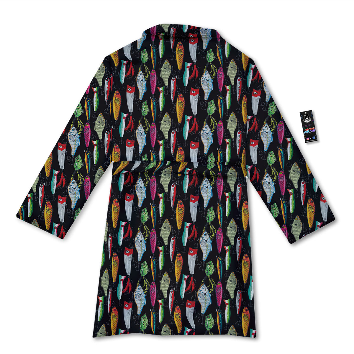 Fishing Print Pattern Bathrobe-grizzshop