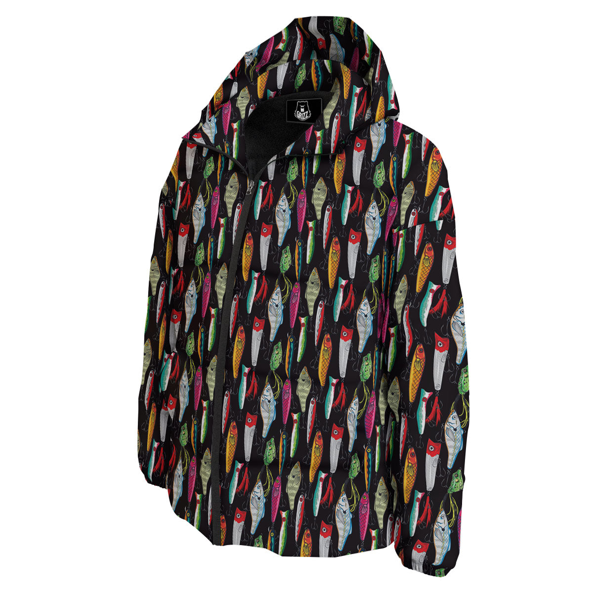 Fishing Print Pattern Down Jacket-grizzshop