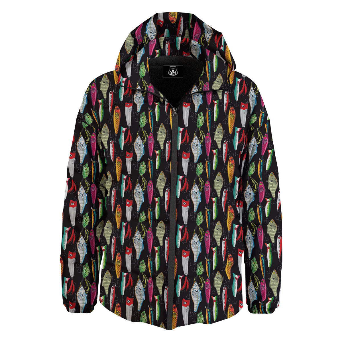 Fishing Print Pattern Down Jacket-grizzshop