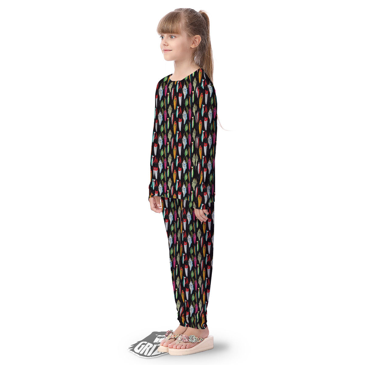 Fishing Print Pattern Kid's Pajamas-grizzshop