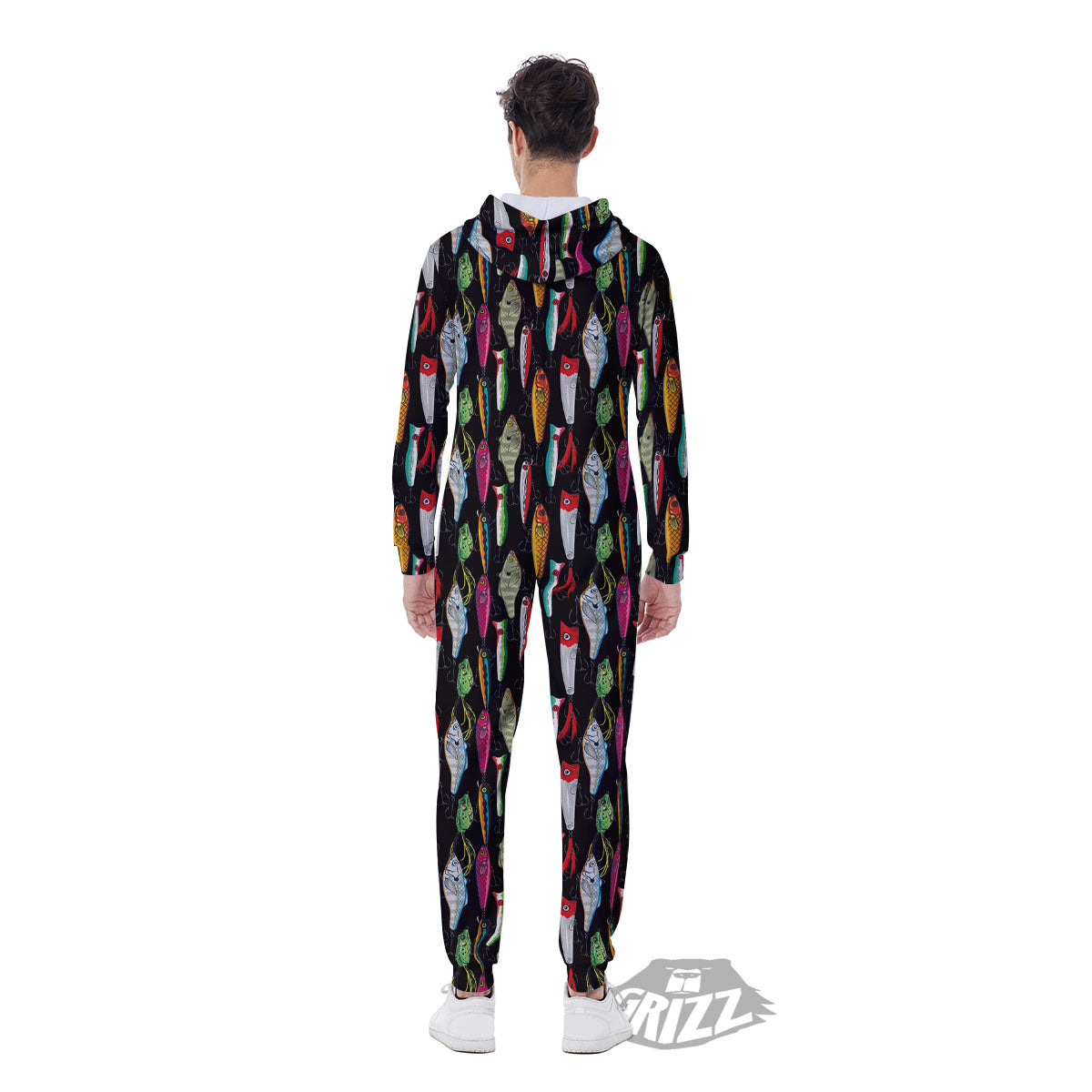 Fishing Print Pattern Men's Jumpsuit-grizzshop
